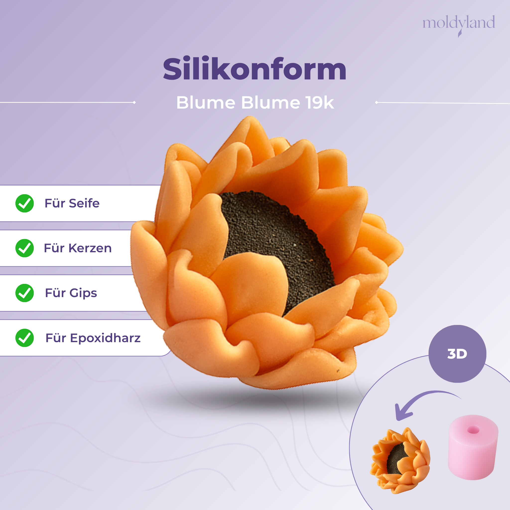 Silikonform 3D Blume 19 kleiner