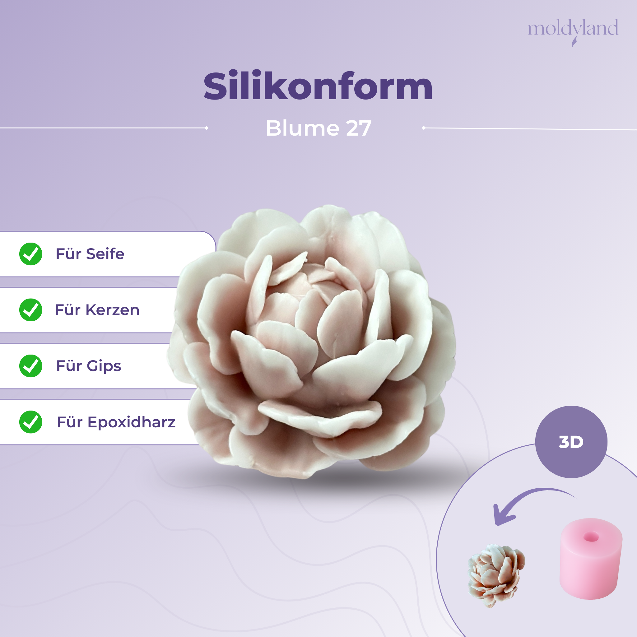 Silikonform 3D Blume 54 Pfingstrose