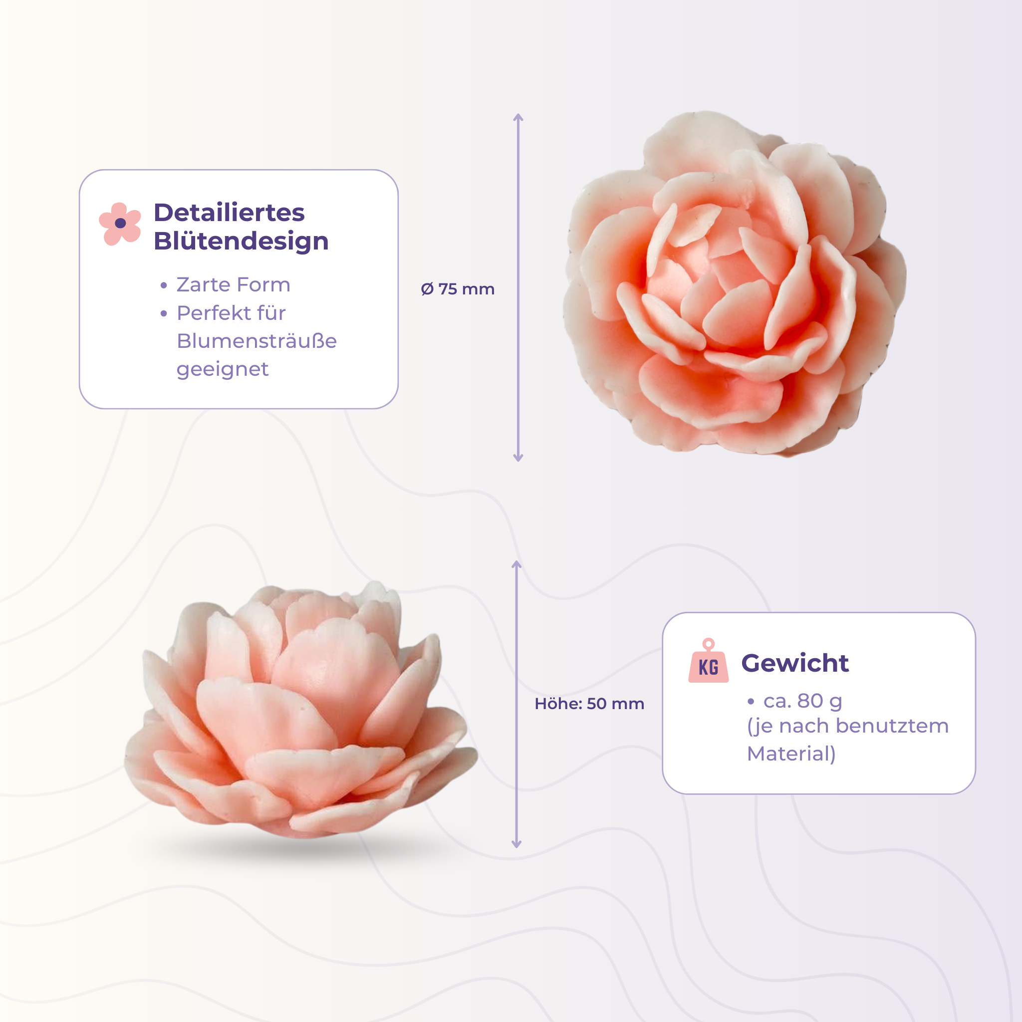 Silikonform 3D Blume 54 Pfingstrose
