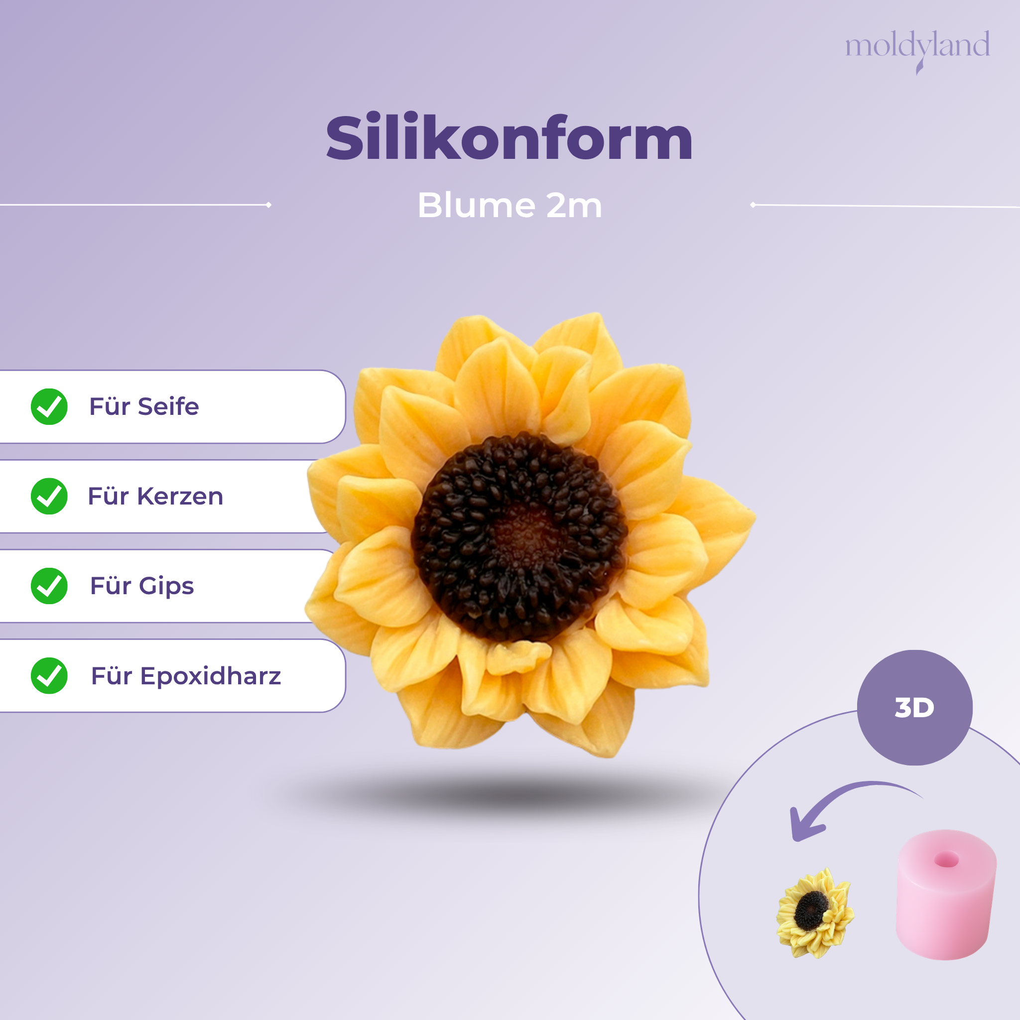 Silikonform Sonnenblume 3D Seifenform