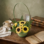 Blumengesteck aus Seifen Sonnenblumen in Korb