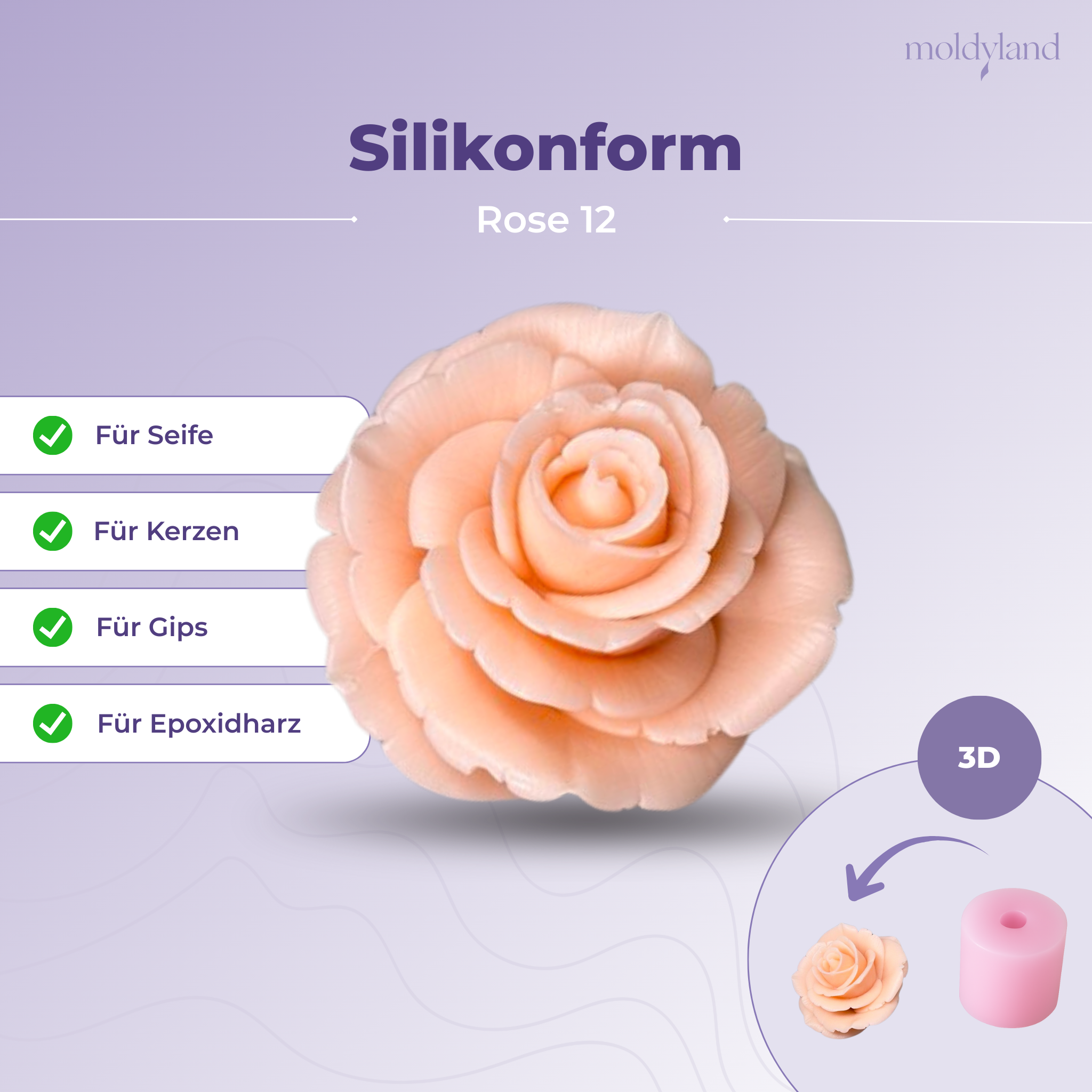Silikonform 3D Rose 12