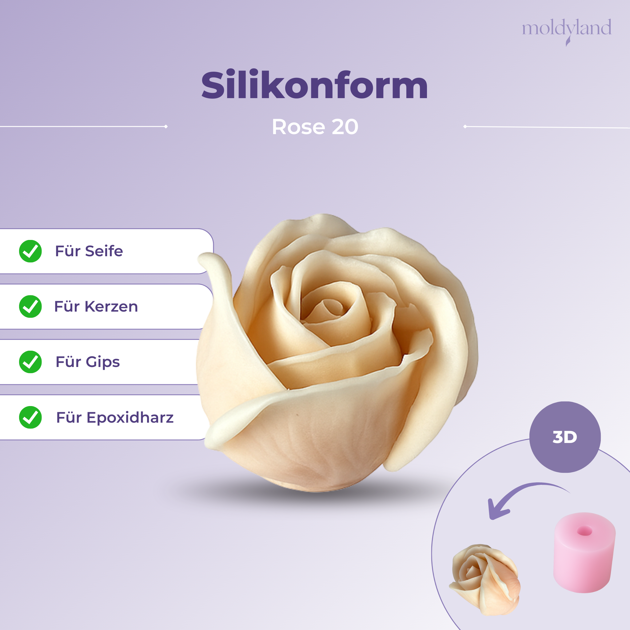 Silikonform 3D Rose 20