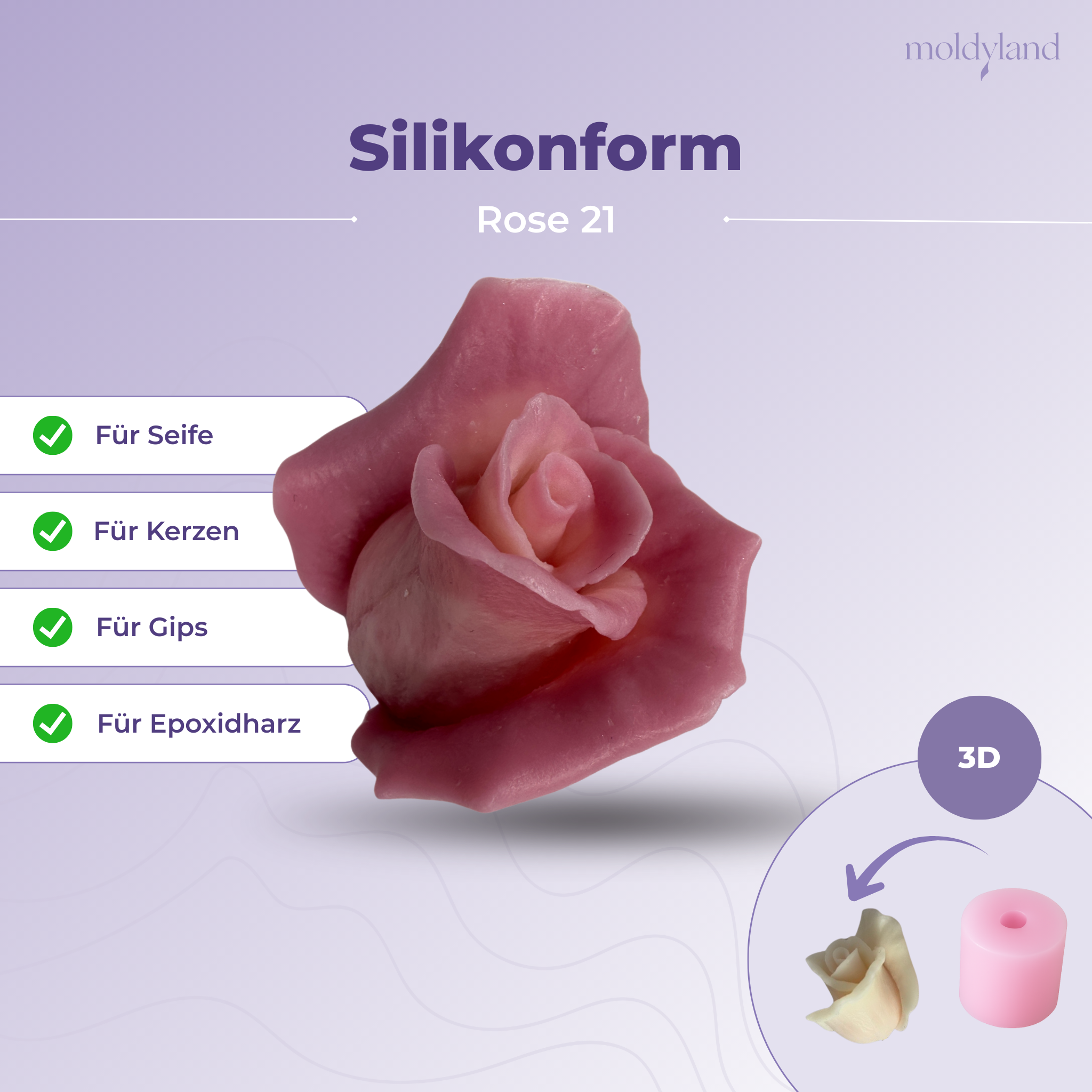 Silikonform 3D Rose 21