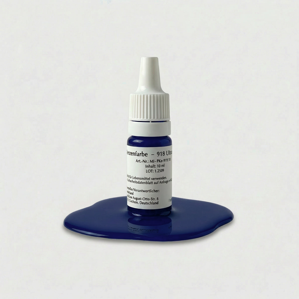 Kerzenfarbe 918 Ultramarine Blue – 10-ml-Flasche mit Farbprobe