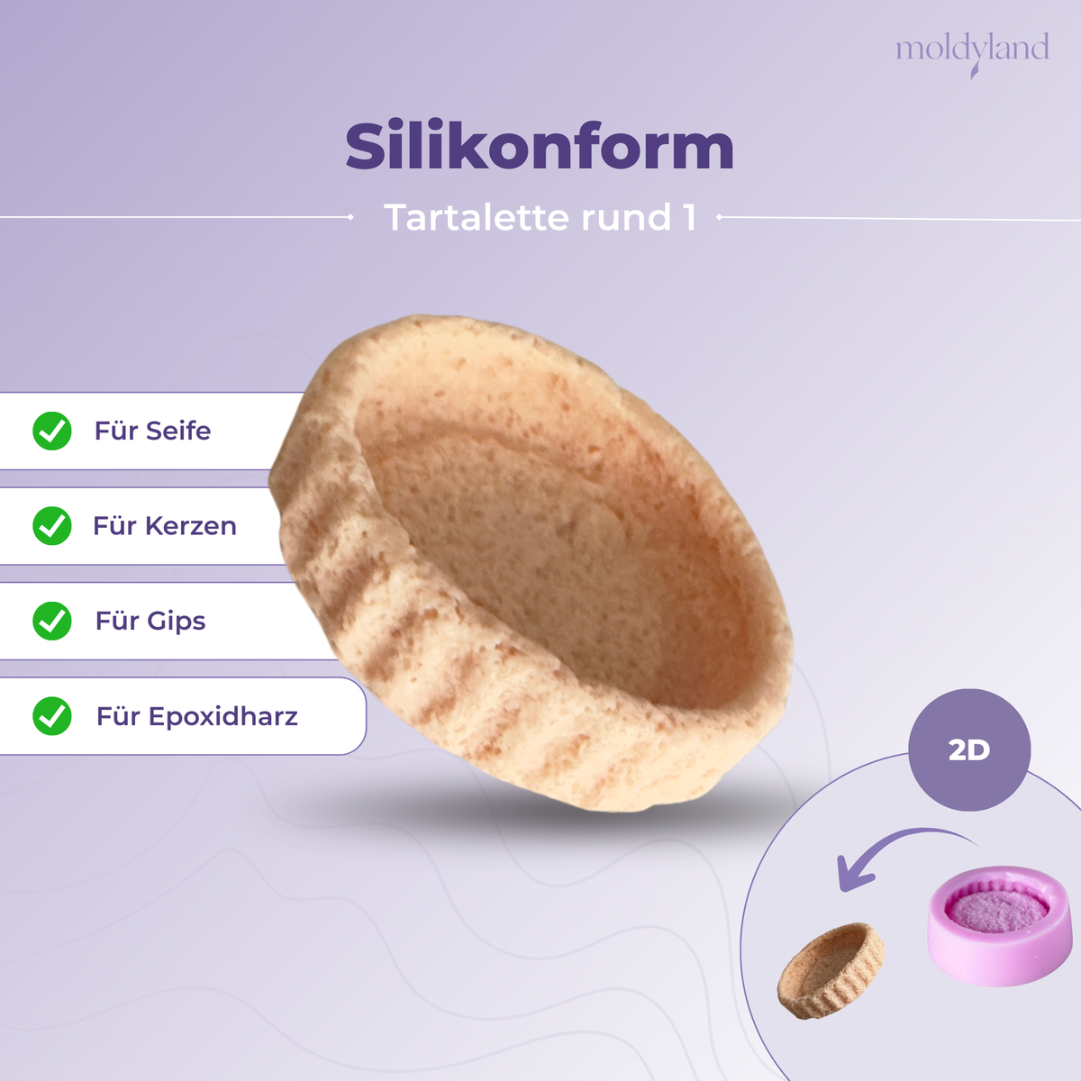 2D-Silikonform runde Tartelette 1 – Gießform für Seife, Kerzen, Gips und Harz