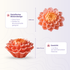 Blume 1 aus der 3D-Silikonform – Maße und Gewicht des Gießlings