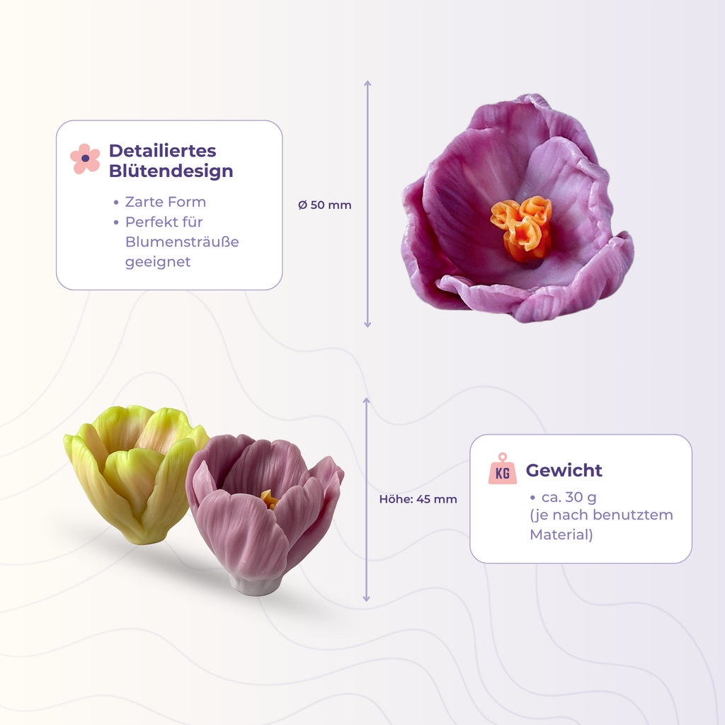 Blume 11 aus der 3D-Silikonform – Maße und Gewicht des Gießlings