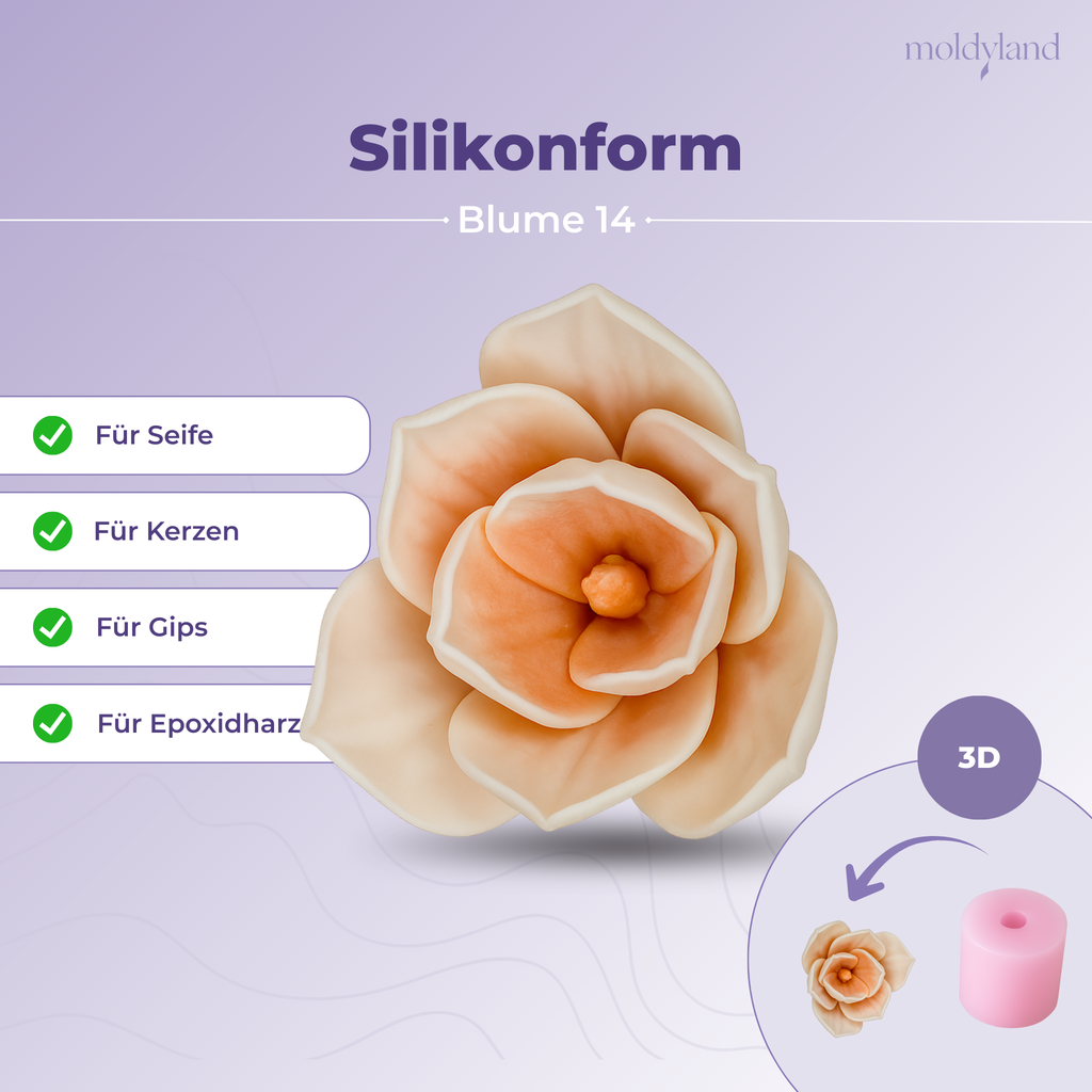 3D-Silikonform Blume 14 – Gießform für Seife, Kerzen, Gips und Harz