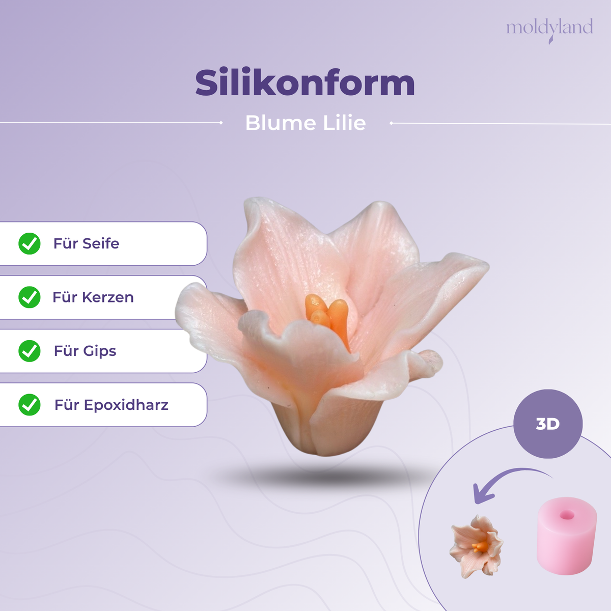 3D-Silikonform Blume 5 – Gießform für Seife, Kerzen, Gips und Harz