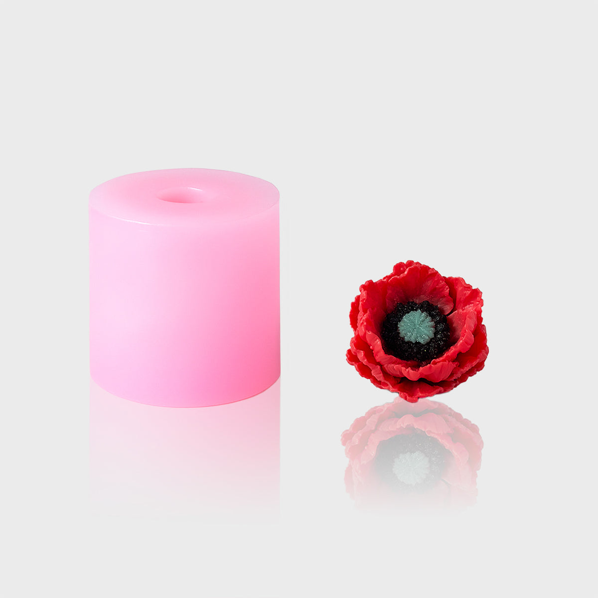 3D-Silikonform Mohnblume 6 groß mit gegossener Mohnblüte
