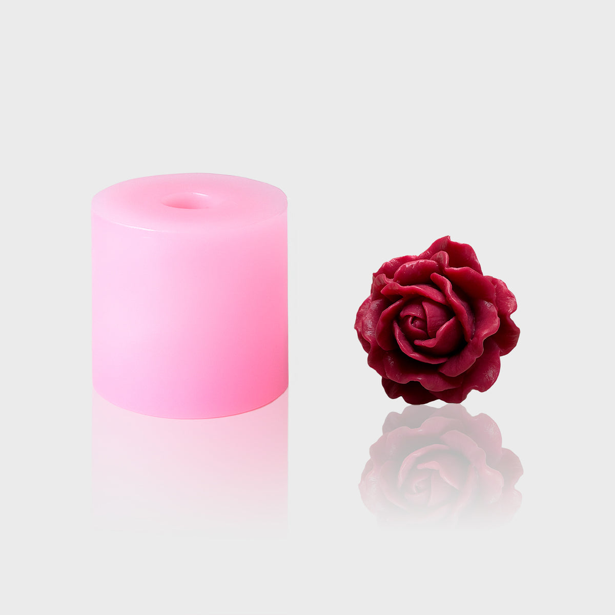 3D-Silikonform Rose 4 mit gegossener Rosenblüte